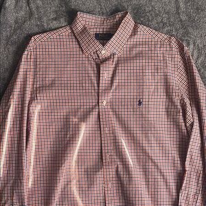 Polo by Ralph Lauren Orange and Blue Casual Button Down Shirt